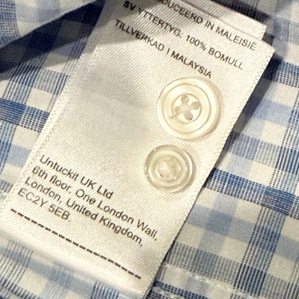 UNTUCKit Men’s XL Slim Fit Check Performance Shirt Long Sleeve Button Up - Picture 5 of 12